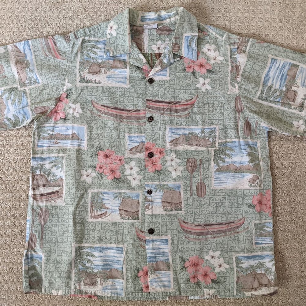Men's Button Up w/Pocket Hawaiian Shirt (A259)